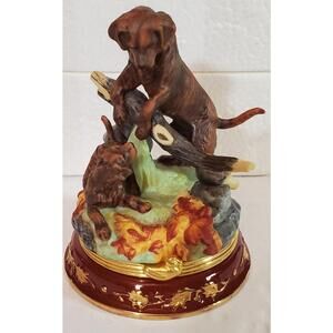 LE Franklin Mint Fetching My Attention Porcelain Trinket Box Dog Signed